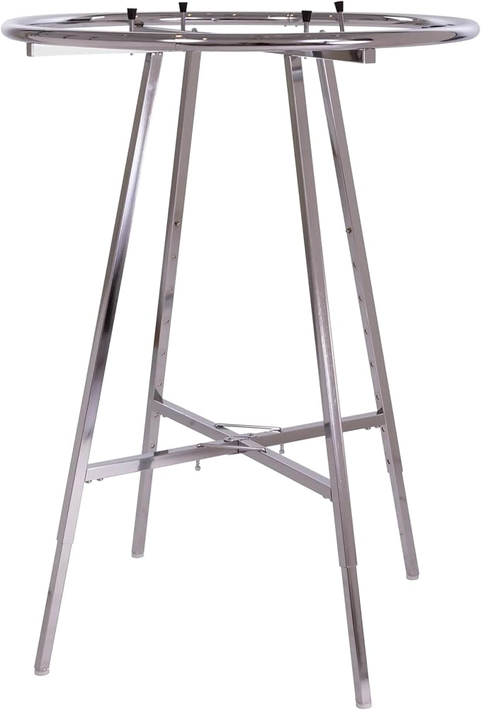 Econoco Folding Round Garment Rack, Adjustable Height Retail Display, Chrome - Image 3