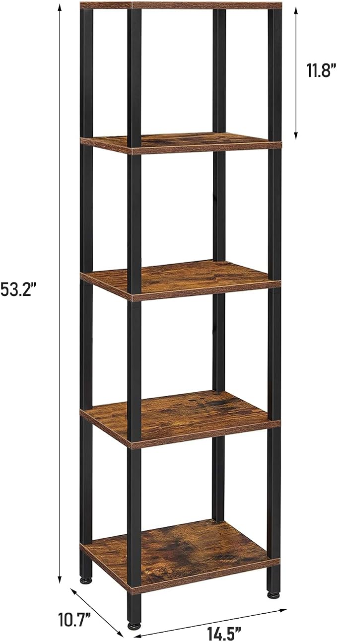 TUTOTAK Bookshelf, 5-Tier Tall Narrow Book Shelf - Image 2