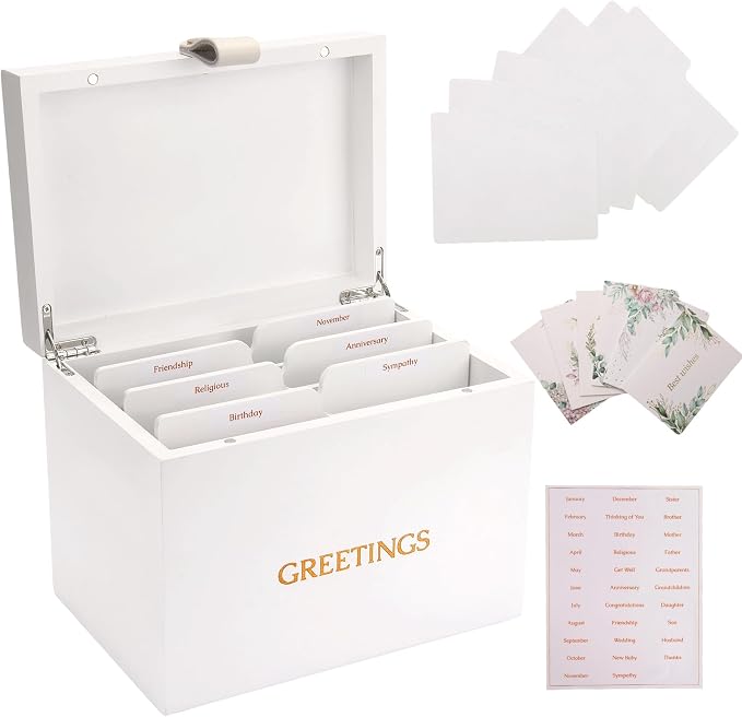 Large Bamboo Greeting Card Organizer Box by INTARSIO3D