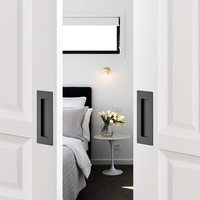 Ravinte 2 Pack Black Sliding Closet Door Handles Black Flush Pulls 7in Length - Image 8
