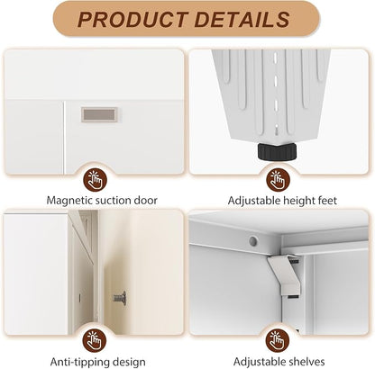 47" White Metal Storage Cabinet - Image 5