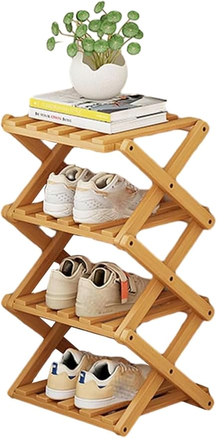YYW Bamboo Shoe Rack for Entryway, Installation-Free and Foldable Vertical Shoe by YYW