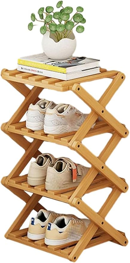YYW Bamboo Shoe Rack for Entryway, Installation-Free and Foldable Vertical Shoe by YYW