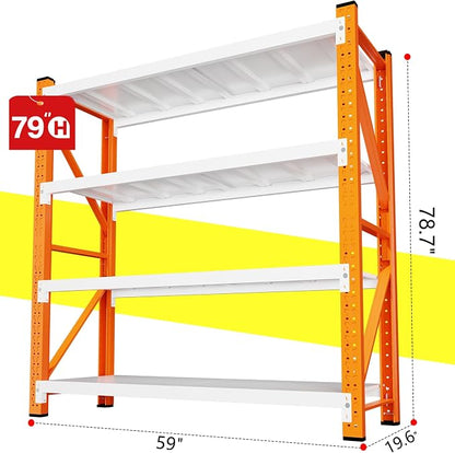 79" H Garage Shelving, 3500LBS Heavy Duty Storage Rack, 4 Tiers Metal Storage - Image 2