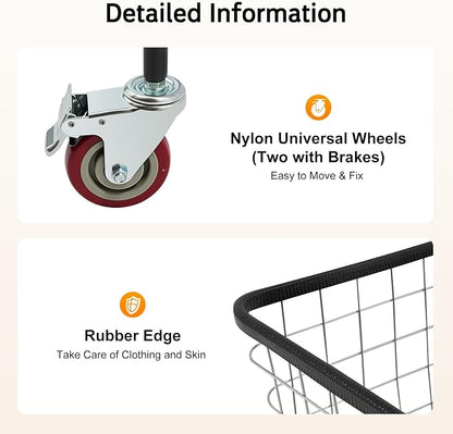 Wire Laundry Cart, 2 Bushel Wire Laundry Basket - Image 5