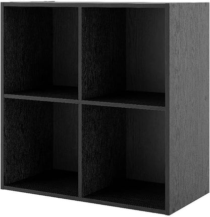 Homes: Inside + Out Apexa 4-Cube Storage Organizer Shelves, Stackable Wood by HOMESInsideOut
