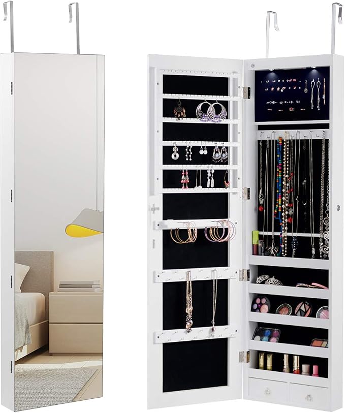 HAPPYGRILL Over the Door Jewelry Organizer, Hanging Jewelry Storage Cabinet by HAPPYGRILL