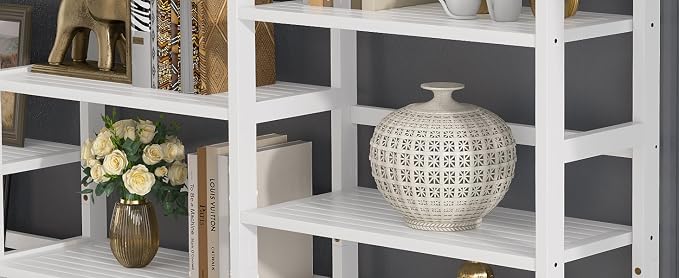 Homykic Bamboo Triple Wide Bookshelves and Bookcases, 6-Tier Shallow Open - Image 7