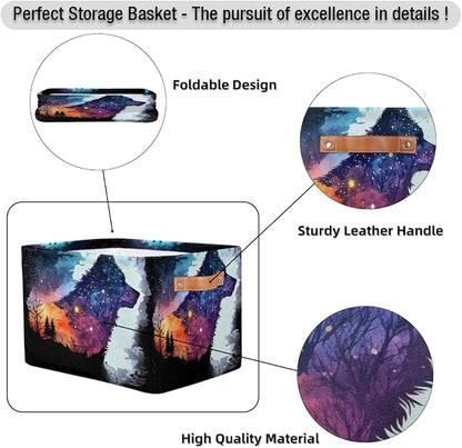 Pardick colorful galaxy animal wolf Basket Storage Bins Large Fabric Toys - Image 6