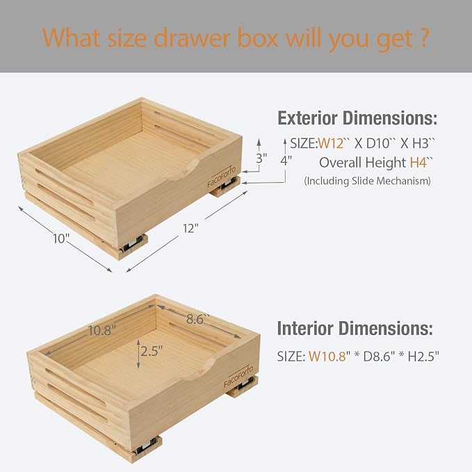 Kitchen Cabinet Organizer, Wood Pull Out Drawer, W12''×D10''×H3'' | Fully - Image 2