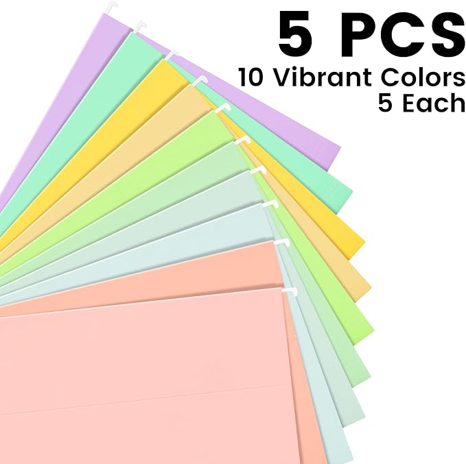 50-Pack Pastel Hanging File Folders, Letter Size - Image 2