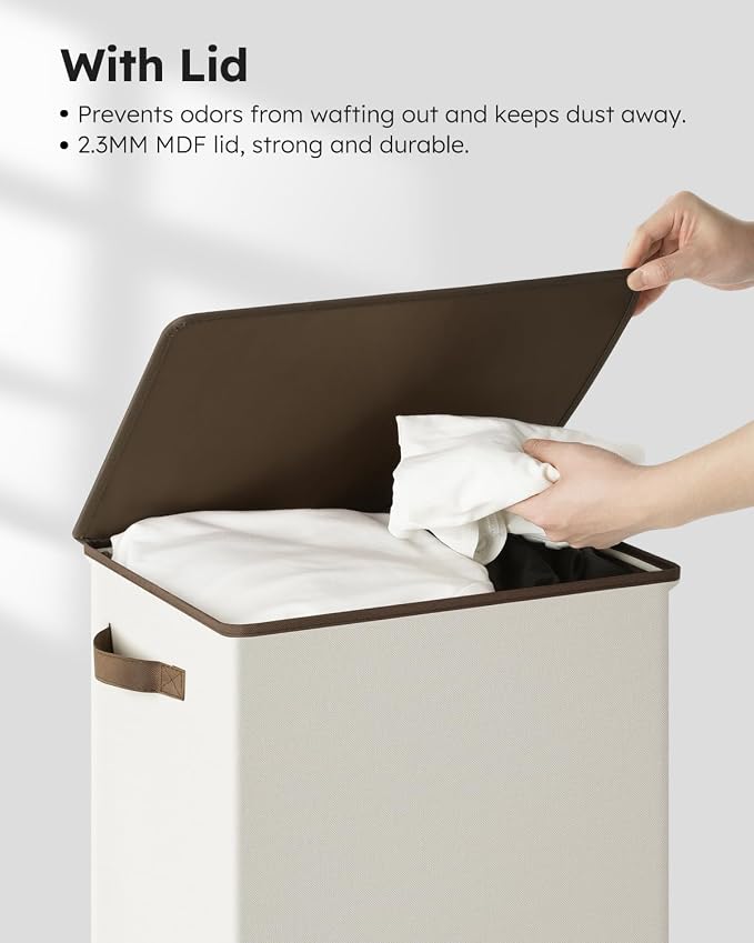 SOLEDI Clothes Hamper with Lid - 100L XL - Large Laundry Basket with Removable - Image 7