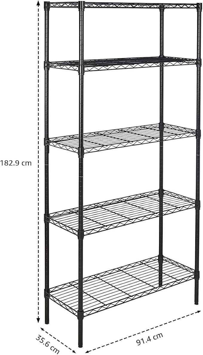 Amazon Basics 5-Shelf Adjustable Heavy Duty Steel Wire Rack Storage Shelving - Image 3