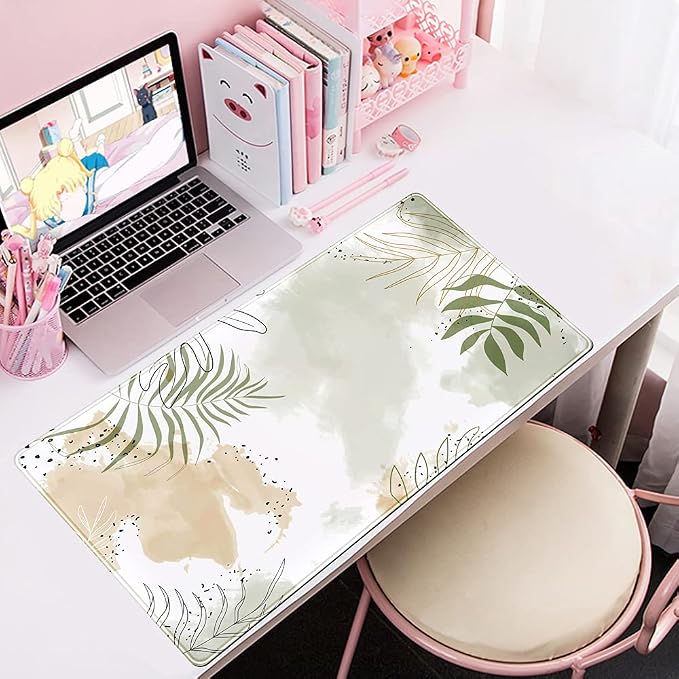 Keyboard mat Kawaii Mousepad Matcha Green Plant Abstract Accessories Desk pad - Image 4