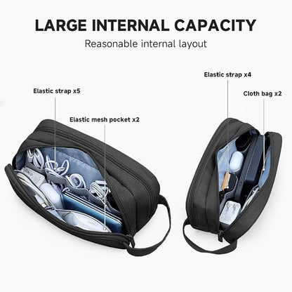 Teskyer Double Layer Cable Organizer Bag, Travel Tech Pouch, Water Resistant - Image 3