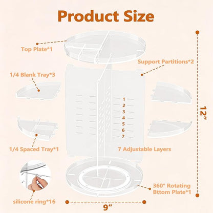 DOZZZ Makeup Organizer 360-Degree Rotating - Image 5