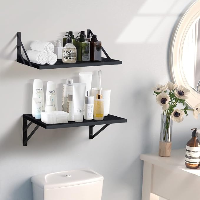 Tectocker-DOU 2 Pc Deep Floating Shelves ; Wall Mounted Hanging Shelves - Image 2