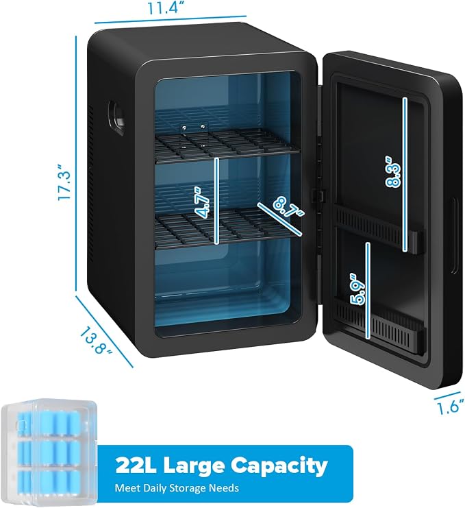 22L/30Cans Mini Fridge for Bedroom, 12v DC Portable Cooler & Warmer, Mini - Image 9