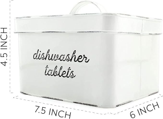 AuldHome Design Dishwasher Pod Holder, Tablet Container; White Enamelware - Image 6