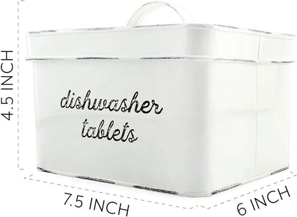 AuldHome Design Dishwasher Pod Holder, Tablet Container; White Enamelware - Image 6
