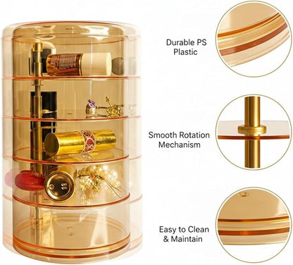 5-Tier Rotating Makeup Organizer, Slim Vanity Storage Tower - Image 6