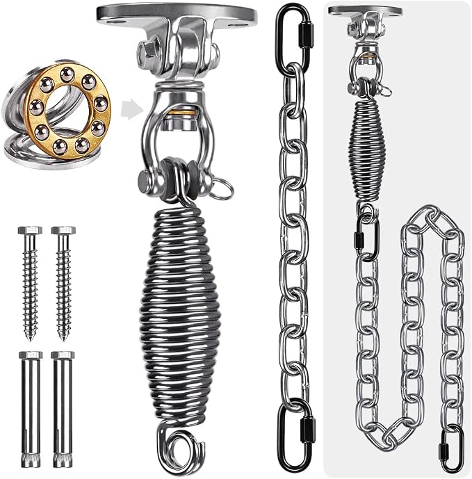 SELEWARE Hammock Chair Hanging Kit, Bearing Swing Hanger w/Spring & Chain | by SELEWARE