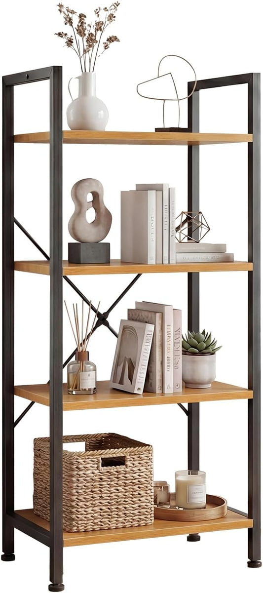 DUMOS 4 Tiers Open Bookshelf, Classic Freestanding Tall Display Shelf, Sturdy by DumosLifestyle