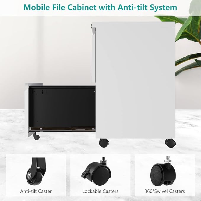 2 Drawer Mobile File Cabinet - Image 8