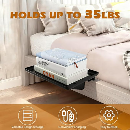 Bedside Shelf for Dorm Bunk Bed, Clip Nightstand Shelf Floating Bed Side Table - Image 6