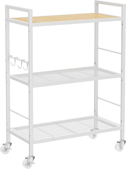 3-Tier Metal Storage Rack with Industrial Wheels, Mesh Shelving Unit with by Unknown