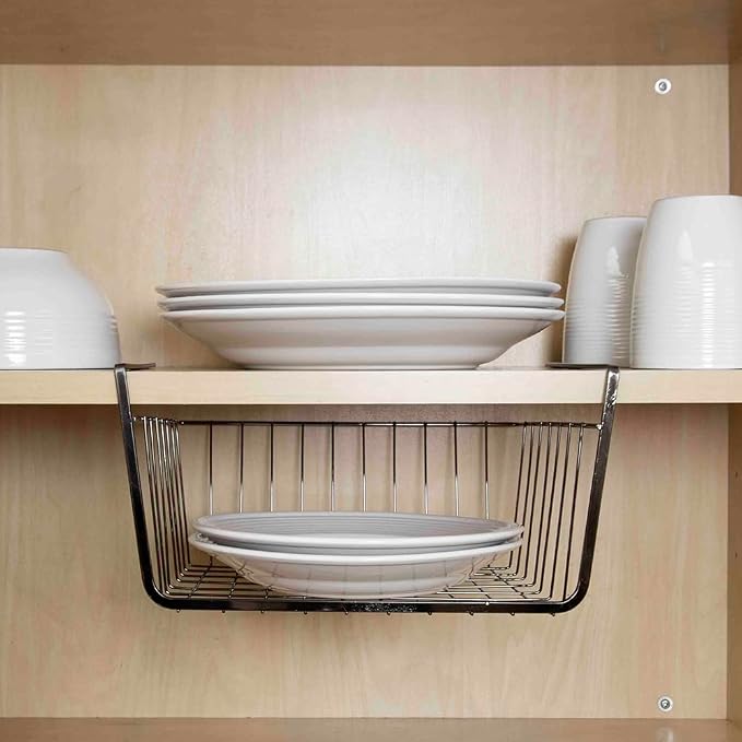 Under Shelf Steel Wire Basket Hanging Storage by Home Basics | Space Saver - Image 6