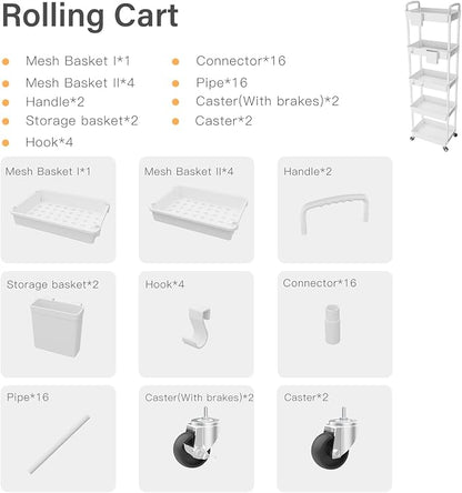 5 Tier Rolling Utility Cart - Image 4