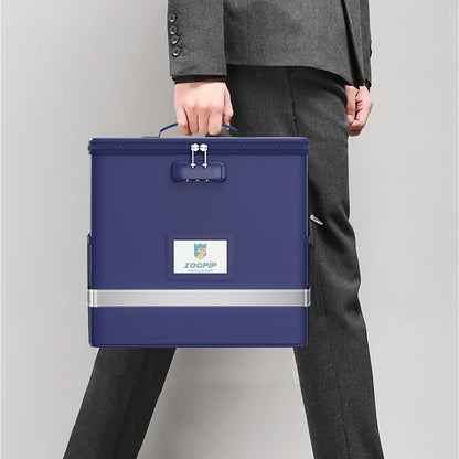 Fireproof File Box with Lock, Collapsible Document Organizer, Reflective Strip - Image 7