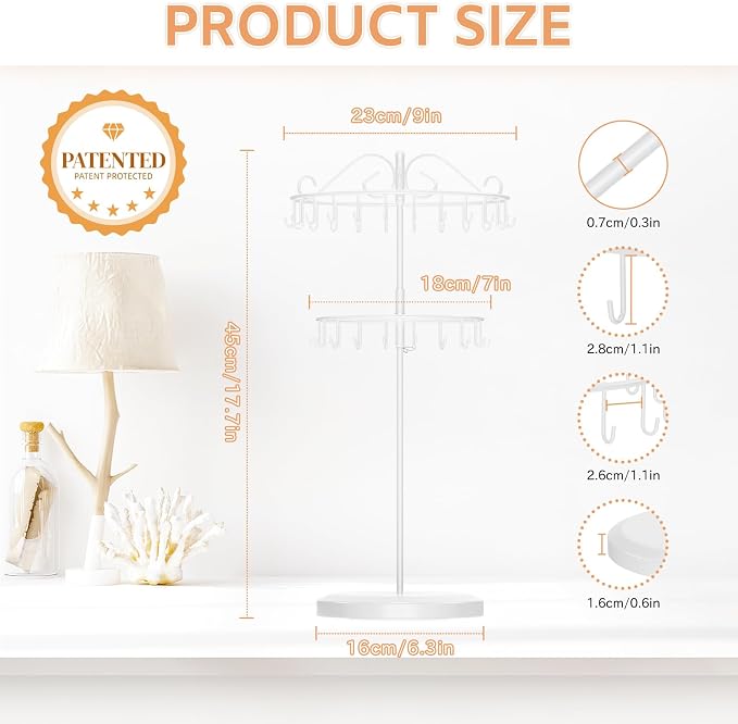 iDavosic.ly 2 Tier Rotating Necklace Holder Organizer - Image 2