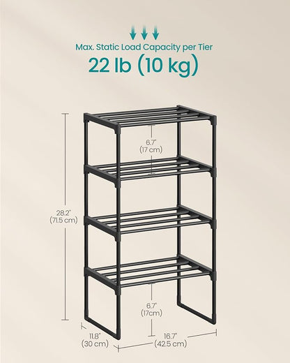 SONGMICS Shoe Rack, 4-Tier Shoe Organizer, Metal Storage Shelf, Upright or - Image 2