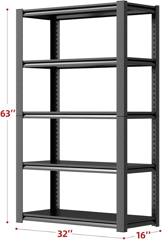 32" W Garage Shelving, 5-Tier Heavy Duty Shelving Unit, 3000LBS Adjustable - Image 3