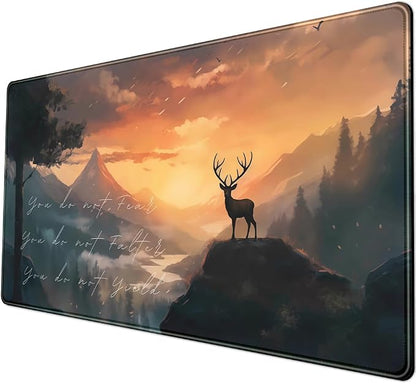 Misty Forest Desk Pad Mat Anime Mouse Pad Gaming Playmat, Large Mouse Pad Deer - Image 5