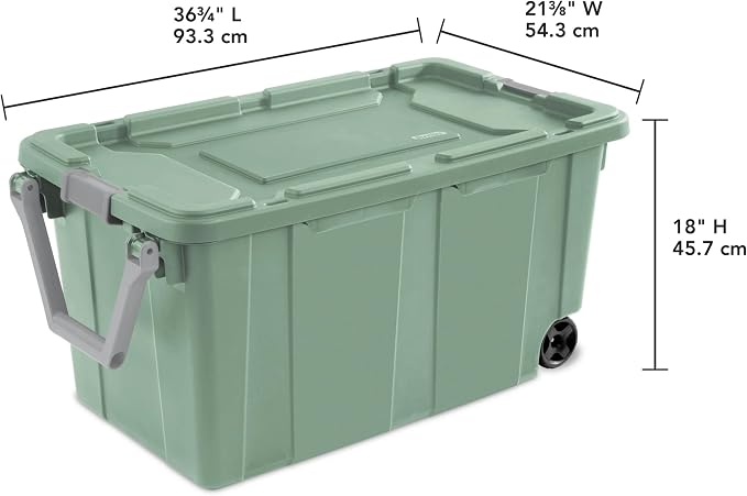 40 Gallon Light Green Rolling Industrial Storage Bins 2-Pack, Heavy-Duty Plastic - Image 4
