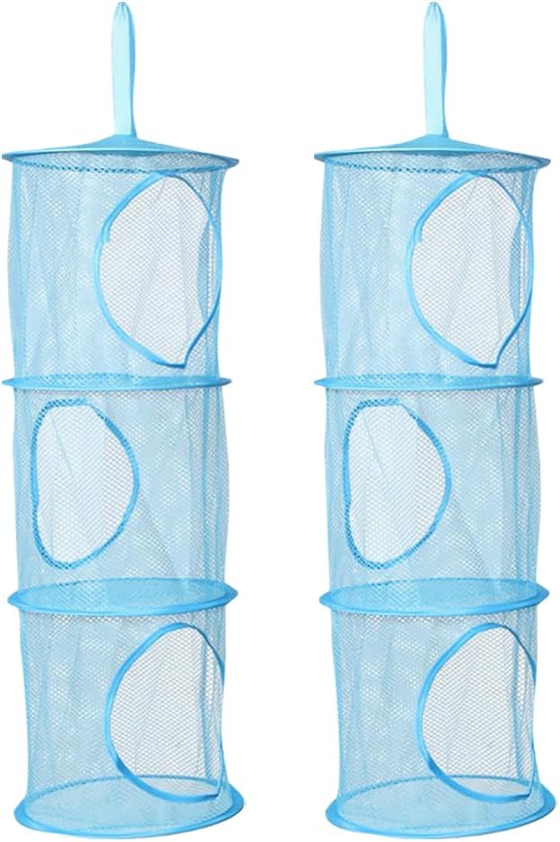 GSHLLO 2 Pcs Toy Storage Hanging Mesh 3 Compartment Organizer Net Stuffed by GSHLLO