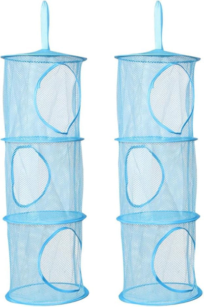 GSHLLO 2 Pcs Toy Storage Hanging Mesh 3 Compartment Organizer Net Stuffed by GSHLLO
