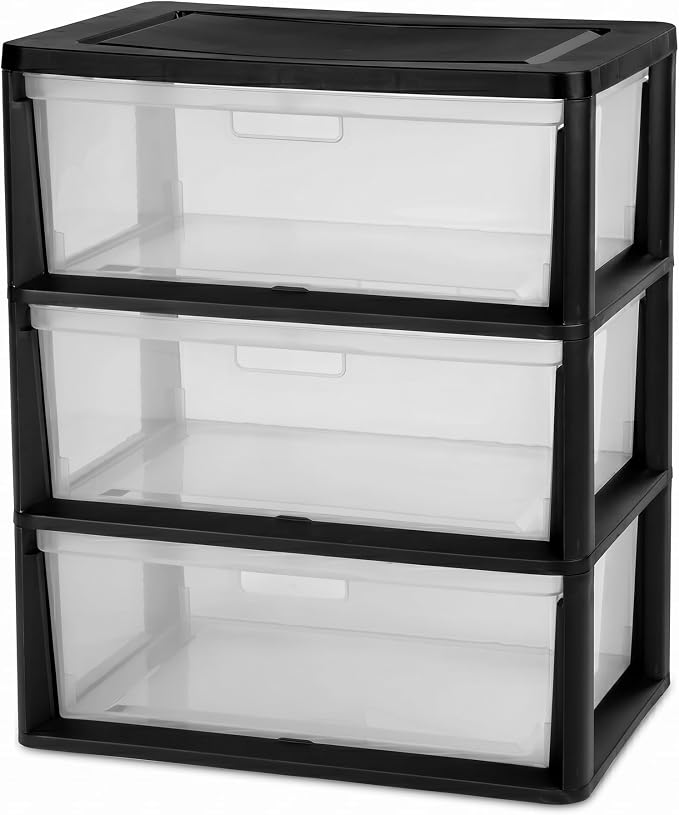 3 Drawer Storage Tower, Wide Plastic Floor Organizer by Unknown