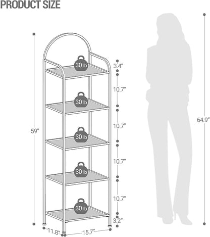 Hzuaneri Bookcase Bookshelf, Tempered Glass Bookshelves | Slim Shelving Unit - Image 2