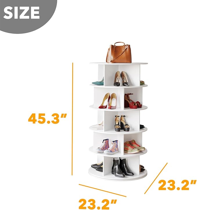 SpaceAid Cross Style 5-Tier Rotating Shoe Organizer, Spinning Shoe Rack Tower - Image 2