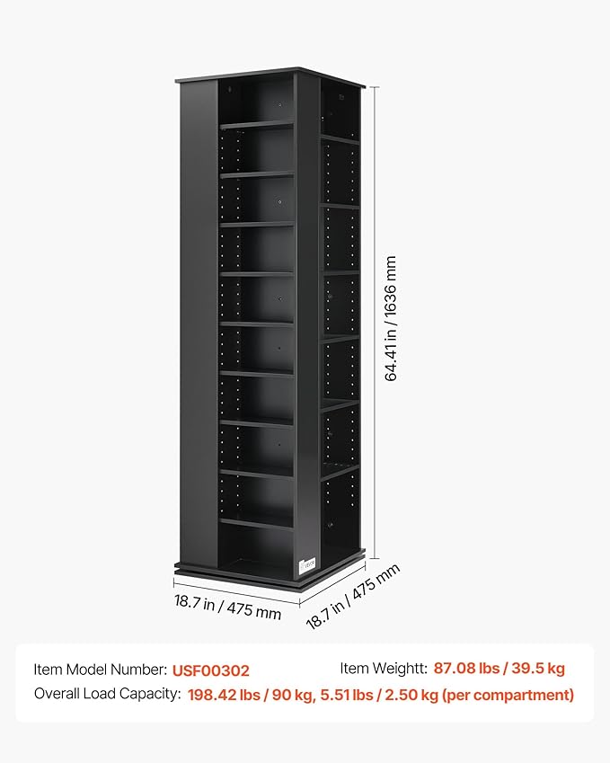 VEVOR Media Storage Cabinet, CD Rack Tower, 34 Compartments Rotating Media - Image 3