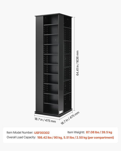 VEVOR Media Storage Cabinet, CD Rack Tower, 34 Compartments Rotating Media - Image 3