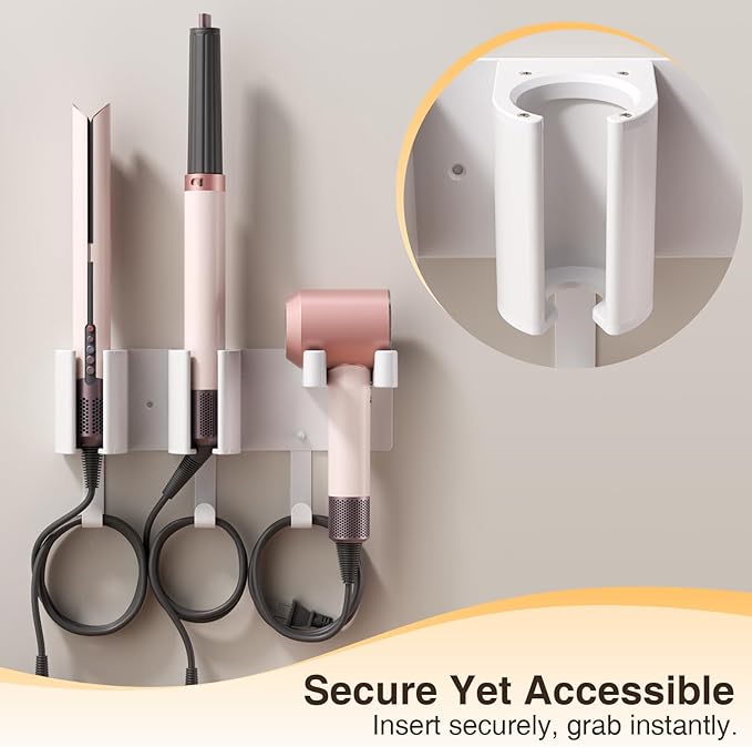 Hair Tool Organizer Wall Mount, Hair Dryer Holder, Curling Iron Storage - Image 4