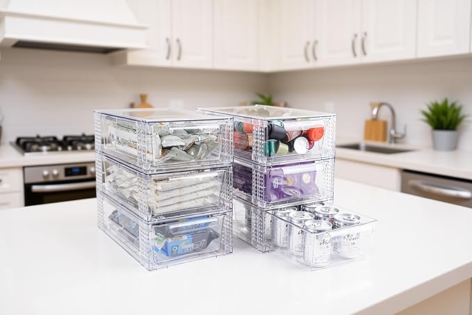 4 Pack Clear Stackable Storage Drawers, 3.95" H Easily Assemble Acrylic - Image 5