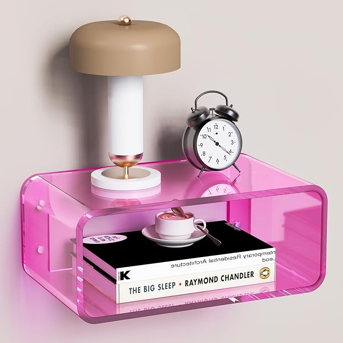 Acrylic Floating Nightstand, Bedside Table, Nightstand Shelf Wall Mounted by AcrylicTable
