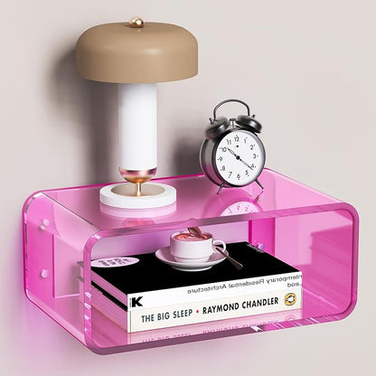 Acrylic Floating Nightstand, Bedside Table, Nightstand Shelf Wall Mounted by AcrylicTable