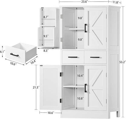TEENFON Pantry Cabinet with 2 Drawers, Kitchen Storage Cabinet with 4 Door - Image 3